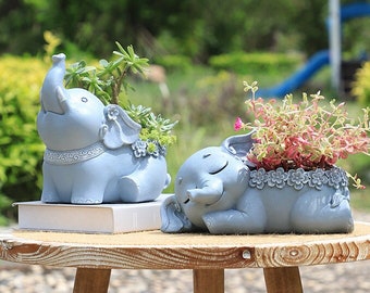 Pot Succulent en résine pour la décoration de la maison, jardinière succulente créative de grande taille en forme d'éléphant Animal, Pot de plantes, Pot de fleurs, cadeau d'anniversaire