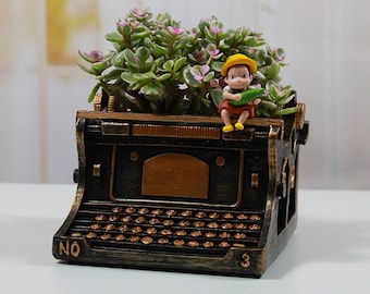 Resin Creative Printer Succulent Pot,Indoor Cactus Planter,Plant Pot,Flower Vase,Flowerpot