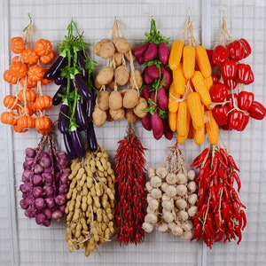 Artificial Vegetable Fruit Corn Decoration Fake Pepper Garlic Wall Hanging Decoration,Hotel Plants Decoration