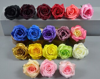 10pcs Artificial Flower Head, 8cm Rose Flower Decoration Garden Arch Fake Flower for Headwear Wedding Decoration,Background Flower