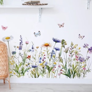 Colorful Flower Plant Wall Sticker, Removable Skirting Line Wall Stickers ,Bedroom Wall Sticker, Waterproof Warmly Staircase Wall Decoration