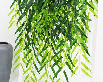 Artificial Flower Plants Vine , Wall Hanging Willow Branches and L eaves Plant Decoration  DIY Fake Plant Vine Ivy Creeper Home Decoration