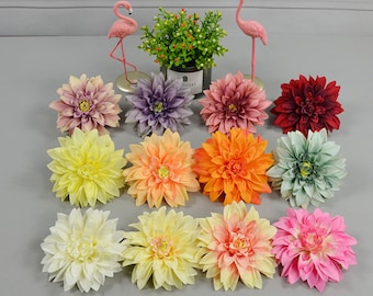 10pcs Artificial Flower Head, 13cm Big Dahlia Flower Decoration Garden Arch Fake Flower for Headwear Wedding Decoration,Background Flower