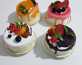 Fake Fruit Round Cake,Simulated Dessert Cream Cake,Fake Food Model Children&#39;s Toys, Cooking Teaching Props,Dessert Shop Decoration