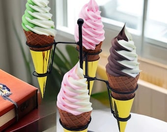 Faux cornet de crème glacée,simulation de sorbet au chocolat,Sucette glacée,Accessoires pour maquettes culinaires,Décoration de magasin