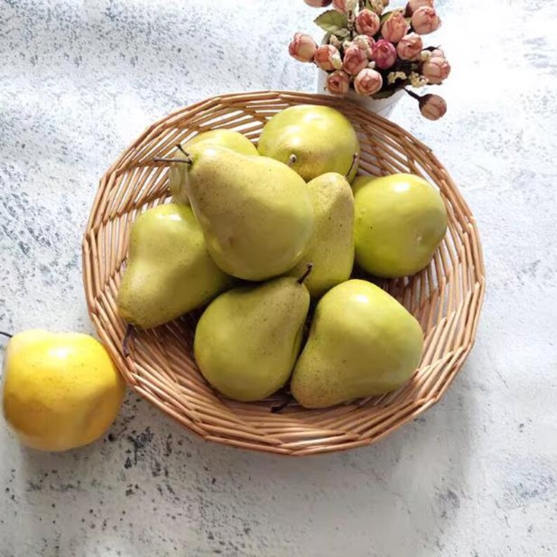 Décoration simulée de fruits et légumes fausse poire, poire verte, modèle de poire jaune, accessoires de cuisine, décoration image 1