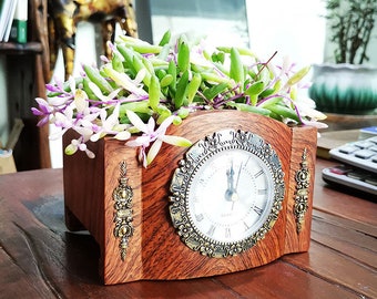 Pièce d'horlogerie rétro créative en résine, pot succulent pour décoration de la maison, jardinière d'intérieur succulente, pot de plante, décoration de table, cadeau d'anniversaire de pot de fleur