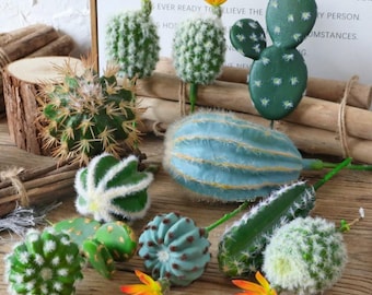 人工ボールサボテン、とげのある砂漠の植物、家庭用トロピカルグリーン