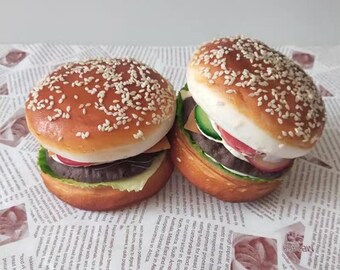 Faux bœuf hambourgeois, simulation de poulet frit en sandwich, faux aliments pour enfants, accessoires d'enseignement de la cuisine, décoration de magasin