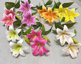 Artificial Real Touch Lily Flower Bouquet Fake Flowers Arrangement Decoration