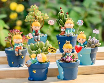 Resin Creative Cartoon Little Prince Succulent Pot for Home Decration,Indoor Succulent Planter,Plant Pot,Flower Vase,Flowerpot Birthday Gift