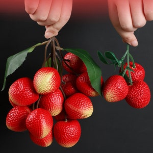 Nep Plastic Litchi Model, Gesimuleerde Fruit Groenten Litchi Spiesjes, Nep Voedsel, Kinderspeelgoed, Keuken Decoratie afbeelding 4