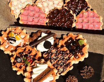 Fake Waffle Cakes,Simulated Soft Dessert Cake,Food Model Props,Window Display Decoration