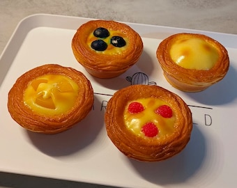 Fake Fruit Egg Tart Fake Cake Model, Gesimuleerd Mango Brood Dessert, Fake Food Model, Kookonderwijs Props, Dessertwinkel Decoratie