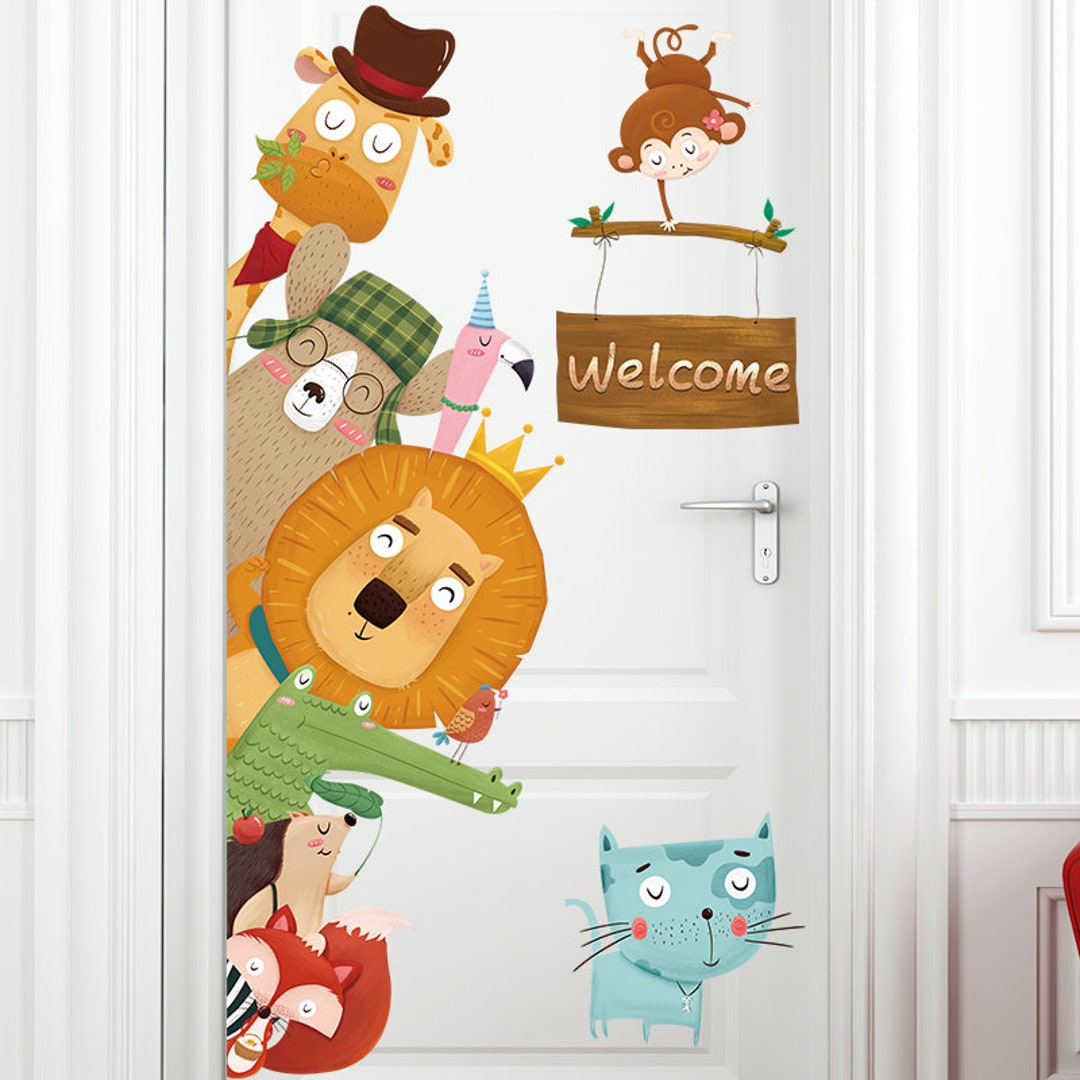 Cartoon Kid Wall Sticker, Cute Animals Wall Stickers for Kids Room, Bedroom Nursery Home Decor