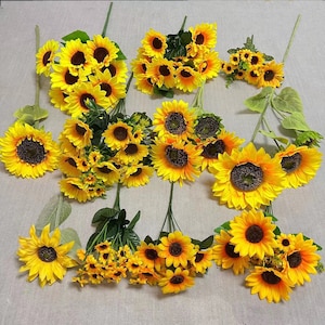 Artificial Sunflower Flower, Fake Orange Sunflower Flower Bouquet Decorative Room Wedding Table Party Gifts Decorations