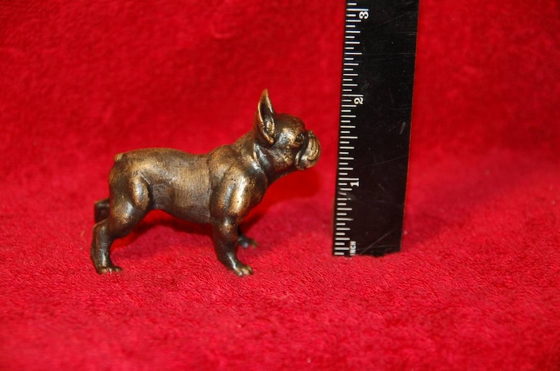2x2.8 inches 5x7cm Vintage new cast bronze brass French Bulldog figurine miniature sculpture statuette exclusive handmade handcrafted