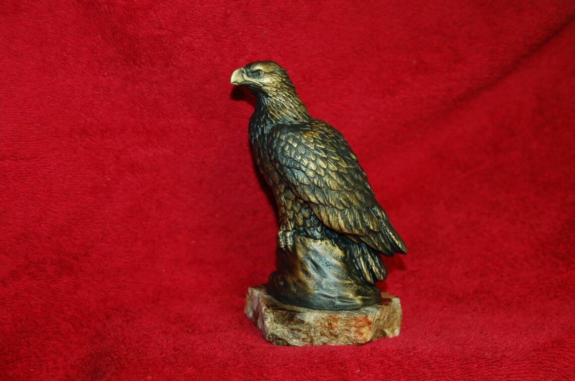 Vintage brass or bronze Eagle figurine exclusive handmade art Etsy