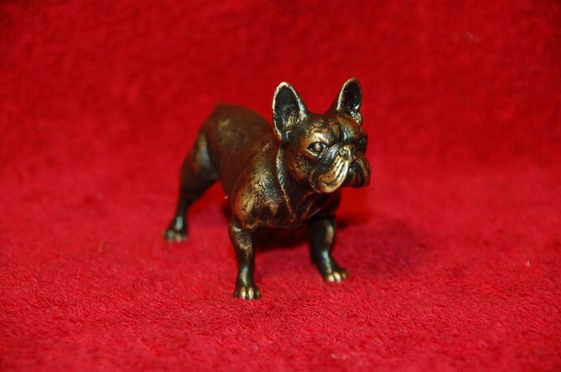 2x2.8 inches 5x7cm Vintage new cast bronze brass French Bulldog figurine miniature sculpture statuette exclusive handmade handcrafted