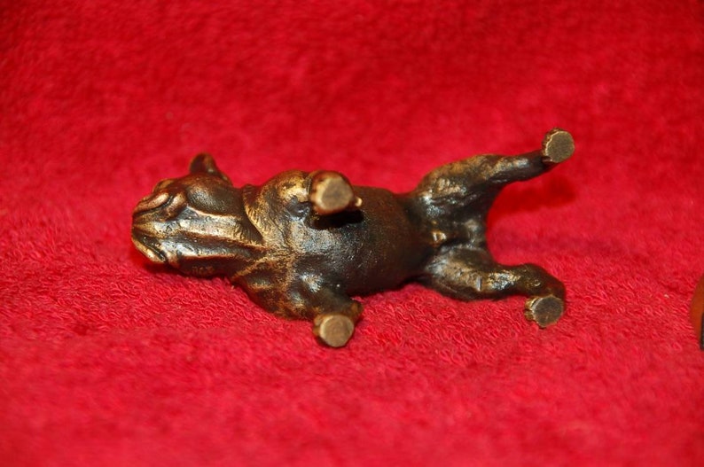 2x2.8 inches 5x7cm Vintage new cast bronze brass French Bulldog figurine miniature sculpture statuette exclusive handmade handcrafted