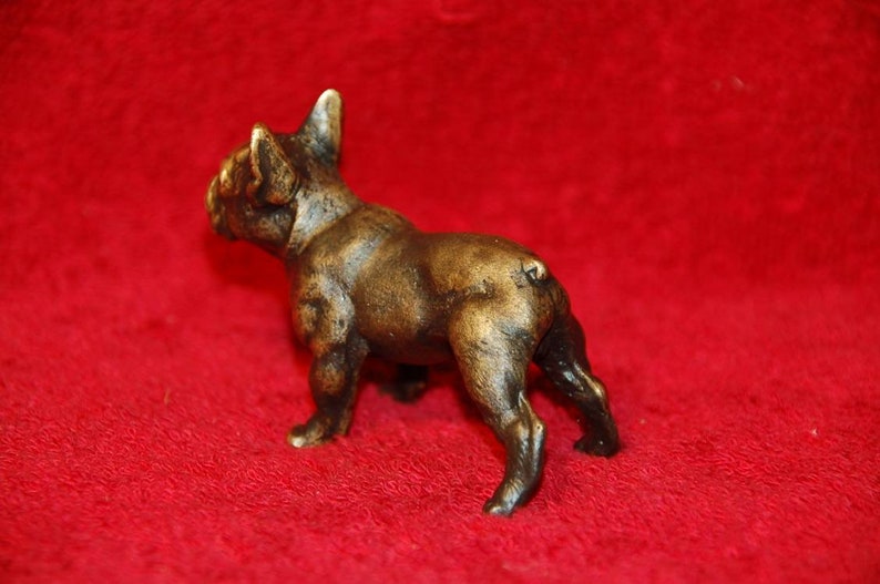 2x2.8 inches 5x7cm Vintage new cast bronze brass French Bulldog figurine miniature sculpture statuette exclusive handmade handcrafted