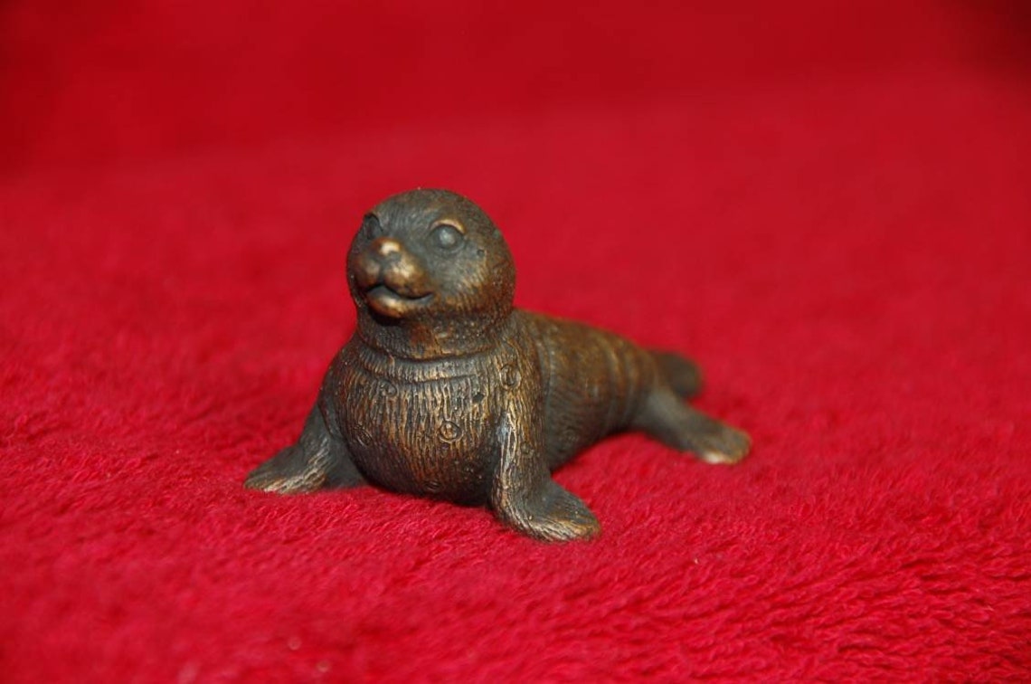 Solid brass bronze Seal figurine fur seal exclusive handmade Etsy