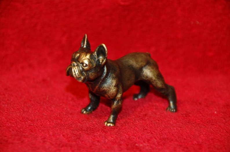 2x2.8 inches 5x7cm Vintage new cast bronze brass French Bulldog figurine miniature sculpture statuette exclusive handmade handcrafted