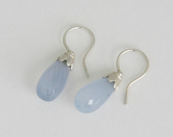 Earrings, CALCEDON, silver, light blue, gemstones, Barbara Weiss