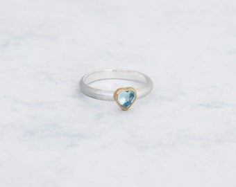 ring AQUAMARINE heart silver gold Barbara Weiss