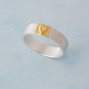 ring HEART silver gold