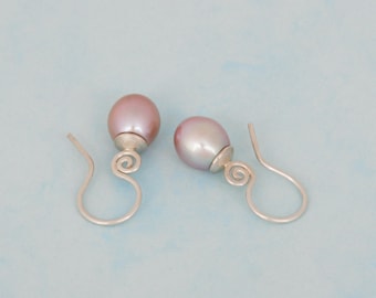 Pearl drop earrings, pearl earrings, silver, pearls, earrings, Barbara Weiss