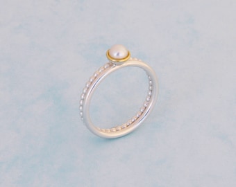 ring PEARL silver gold Barbara Weiss