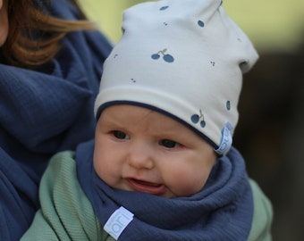 Beanie Mütze Baby Kind, zum Wenden, Blaubeeren