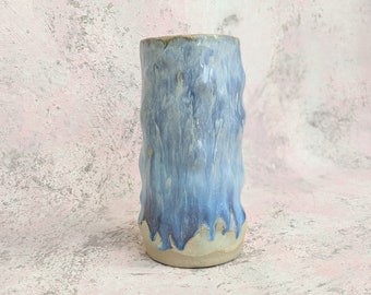 Vase blau, Steinzeug Vase, Blumenvase Keramik, Keramik Vase, Keramikvase, Vase getöpfert