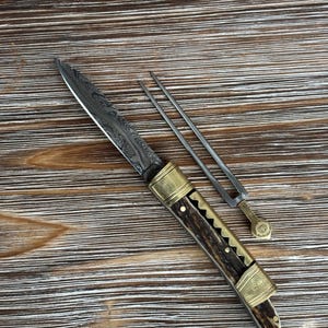 gamsjaga Fuhrmannsbesteck klappbar Damast GJ84 Wilderer Hirschhorn