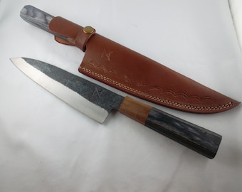 Gamsjaga Kitchen Knife GJK6c Carbon Steel Ash Flamed