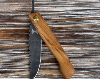 Gamsjaga Damascus zakmes GJ10 olijfhout