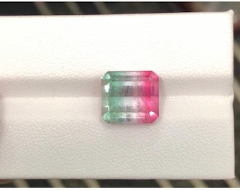 Tourmaline bicolor natural 8.45 carats from kunar mines Afghanistan in fine emerald cutting