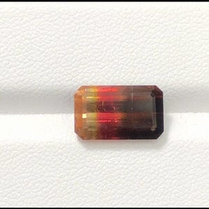 bicolour tourmaline 5.89 carats natural tourmaline faceted emerald cut