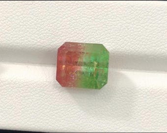 tourmaline bicolor stone natural 9.95 carats from Afghanistan faceted bicolor