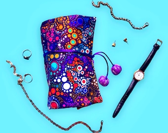 Travel jewelry case "Colorful Bubbles" in different colors