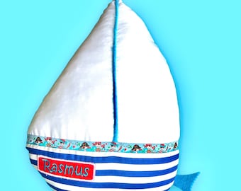 Sailboat cuddly pillow with desired name