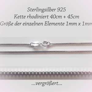 925 sterling silver box chain, 1 mm, 40 cm and 45 cm, rhodium plated, women's chain, elegant chain for layering