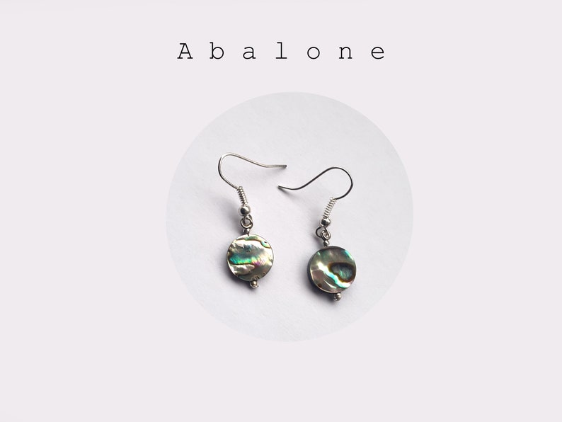 Abalone Ohrhänger mit verführerischem Farbspiel, Länge 35mm, Durchmesser 12mm, Muschelohrhänger Bild 1