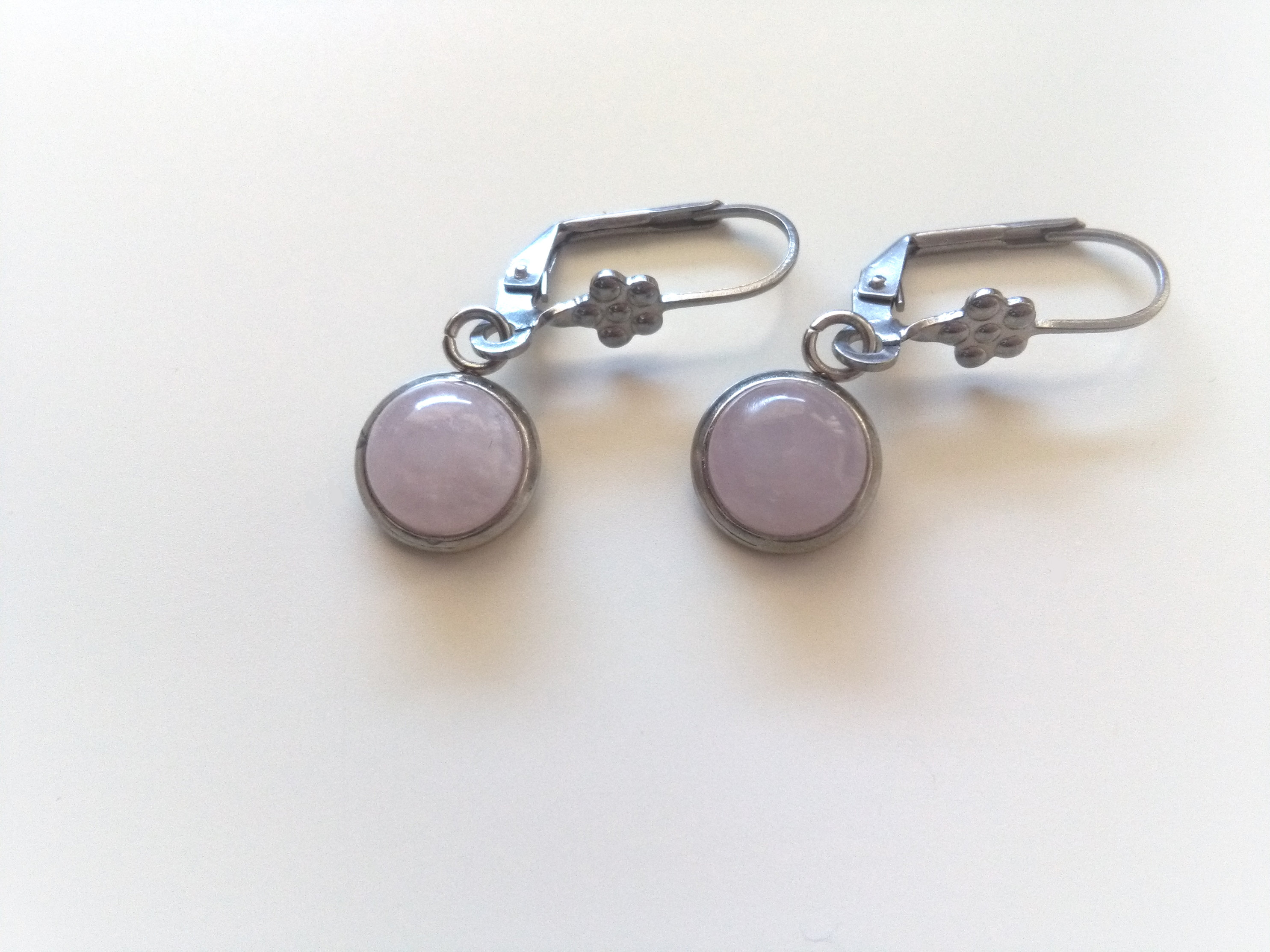 Rose quartz earrings stainless steel 316L antiallergic Etsy