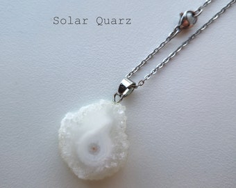 Solar Quarz 22mm x 32mm, Anhänger, auf Wunsch mit 925 Sterlingsilber Kette, Edelstahlkette oder Lederband