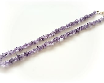 Amethyst chip necklace, 43 cm to 45.5 cm, amethyst jewelry, healing stone jewelry, gemstone jewelry