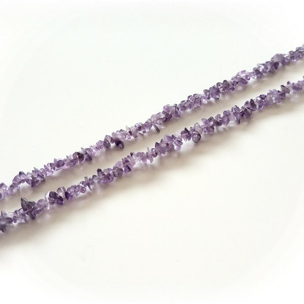 Amethyst chip necklace, 43 cm to 45.5 cm, amethyst jewelry, healing stone jewelry, gemstone jewelry