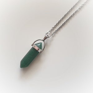 Aventurine point 9mmx40mm, pendant, on request with stainless steel chain or leather strap