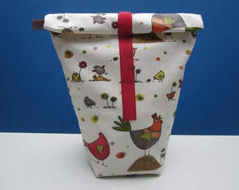 Lunchbag, Ostern, Hühner, beschichtete Baumwolle